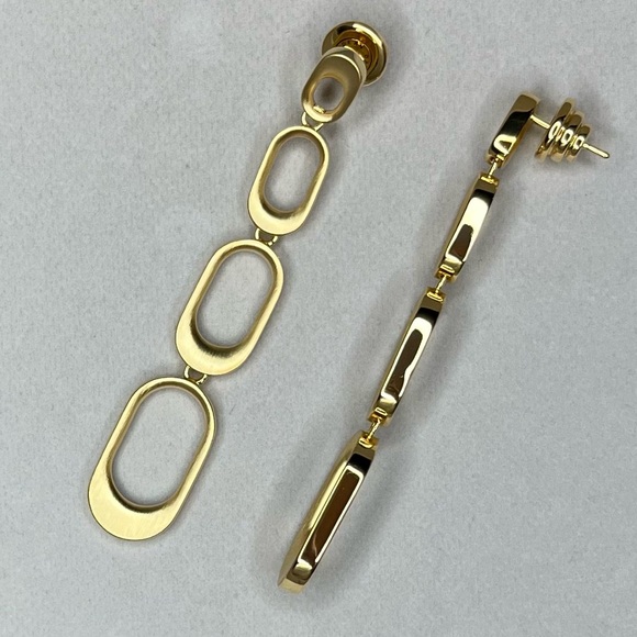 New! Dean Davidson Brushed Gold Bleecker Statement Drop Earrings - Picture 3 of 5